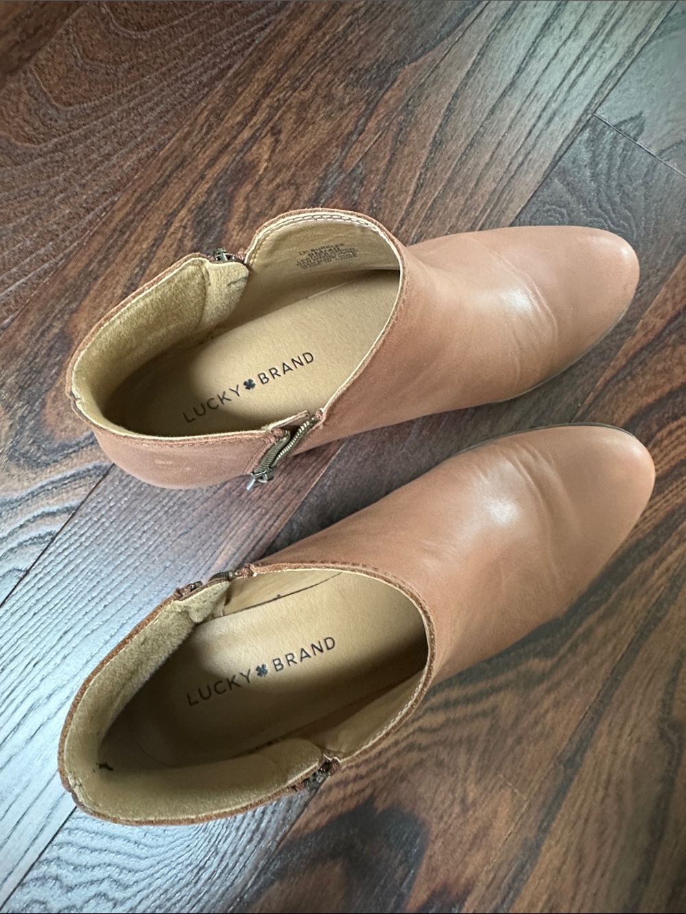 Lucky Brand Tan Leather Side-Zip Ankle Booties